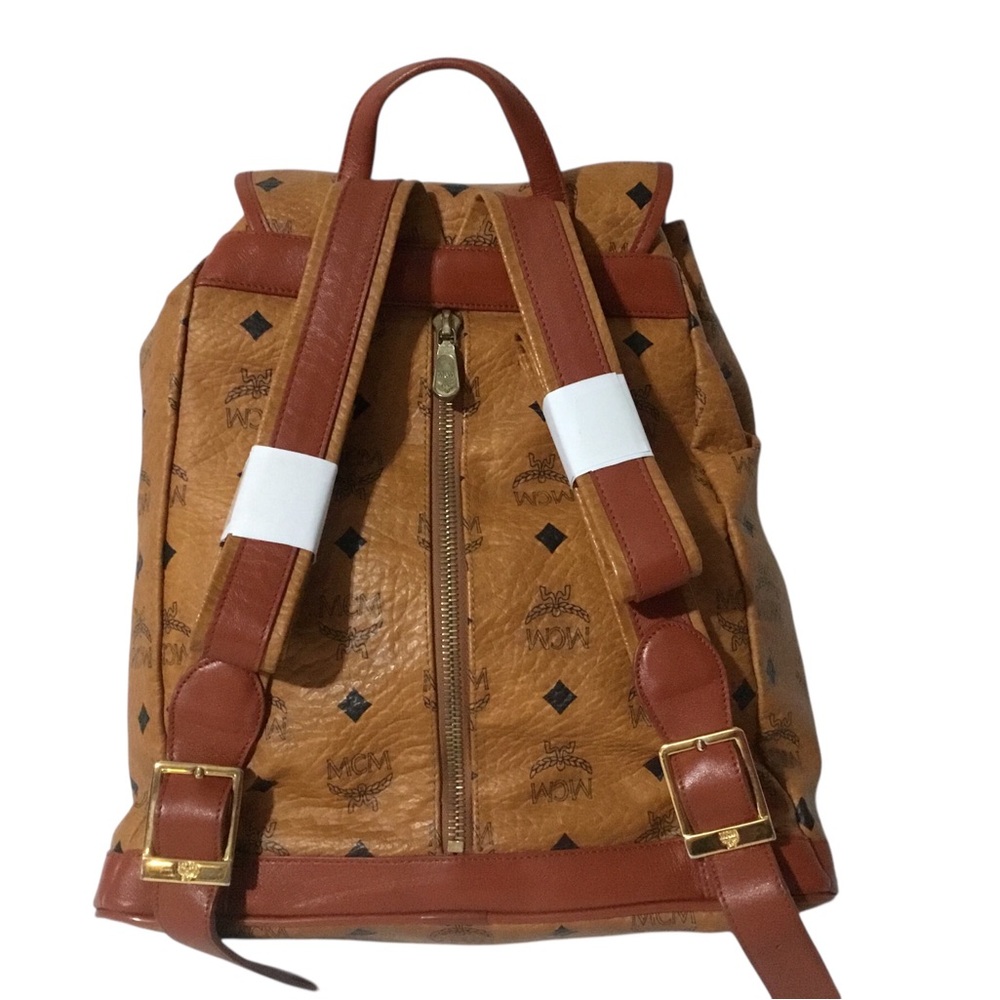 Authentic Mcm Cognac Backpack Drawstring With Log… - image 2